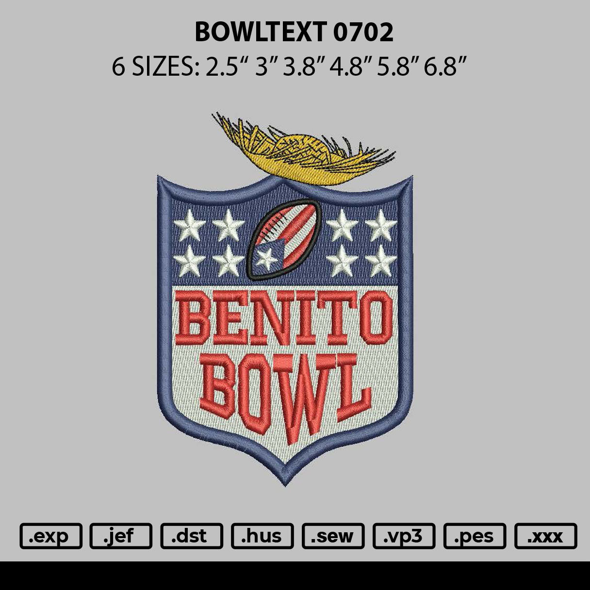 Bowltext 0702 Embroidery File 6 sizes