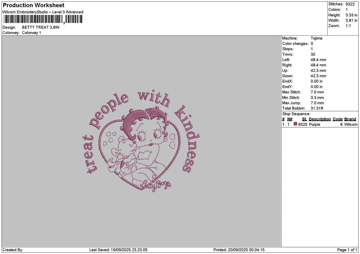 Betty Outline Embroidery File 6 sizes