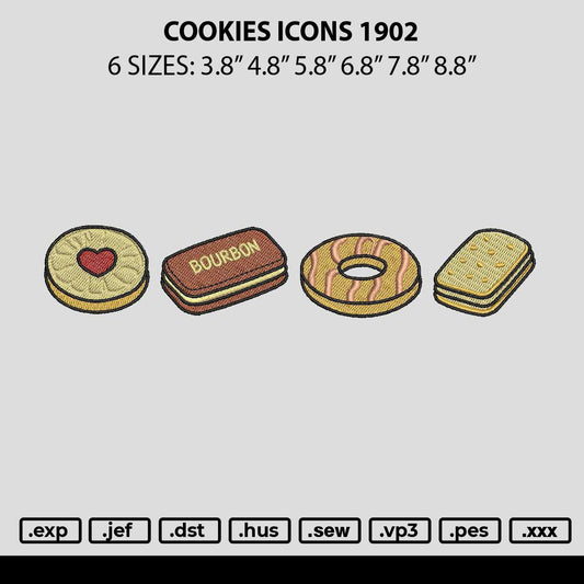 Cookies Icons 1902 Embroidery File 6 sizes