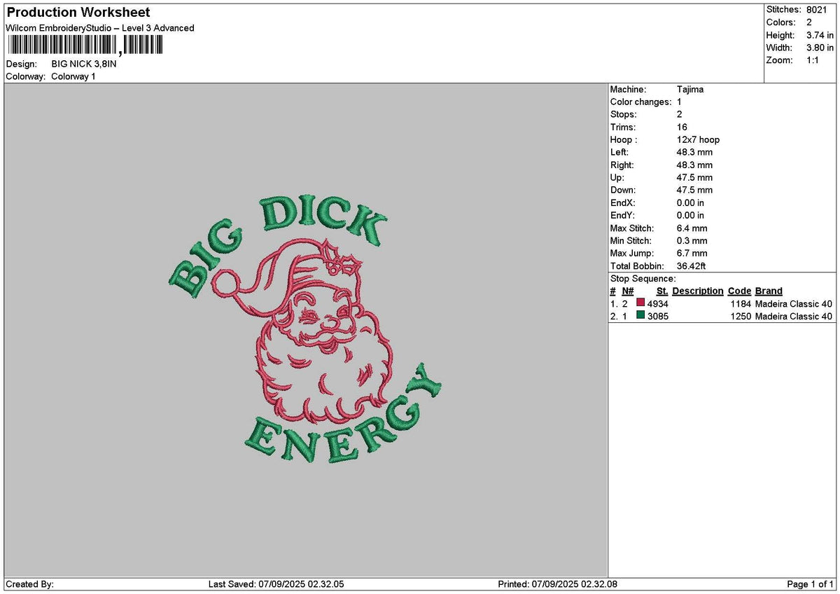 Energytext Embroidery File 6 sizes