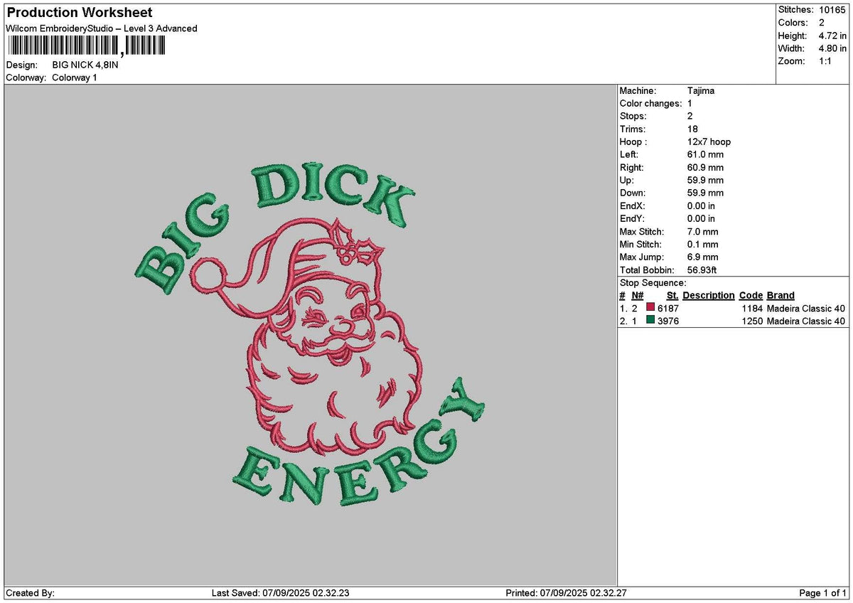 Energytext Embroidery File 6 sizes