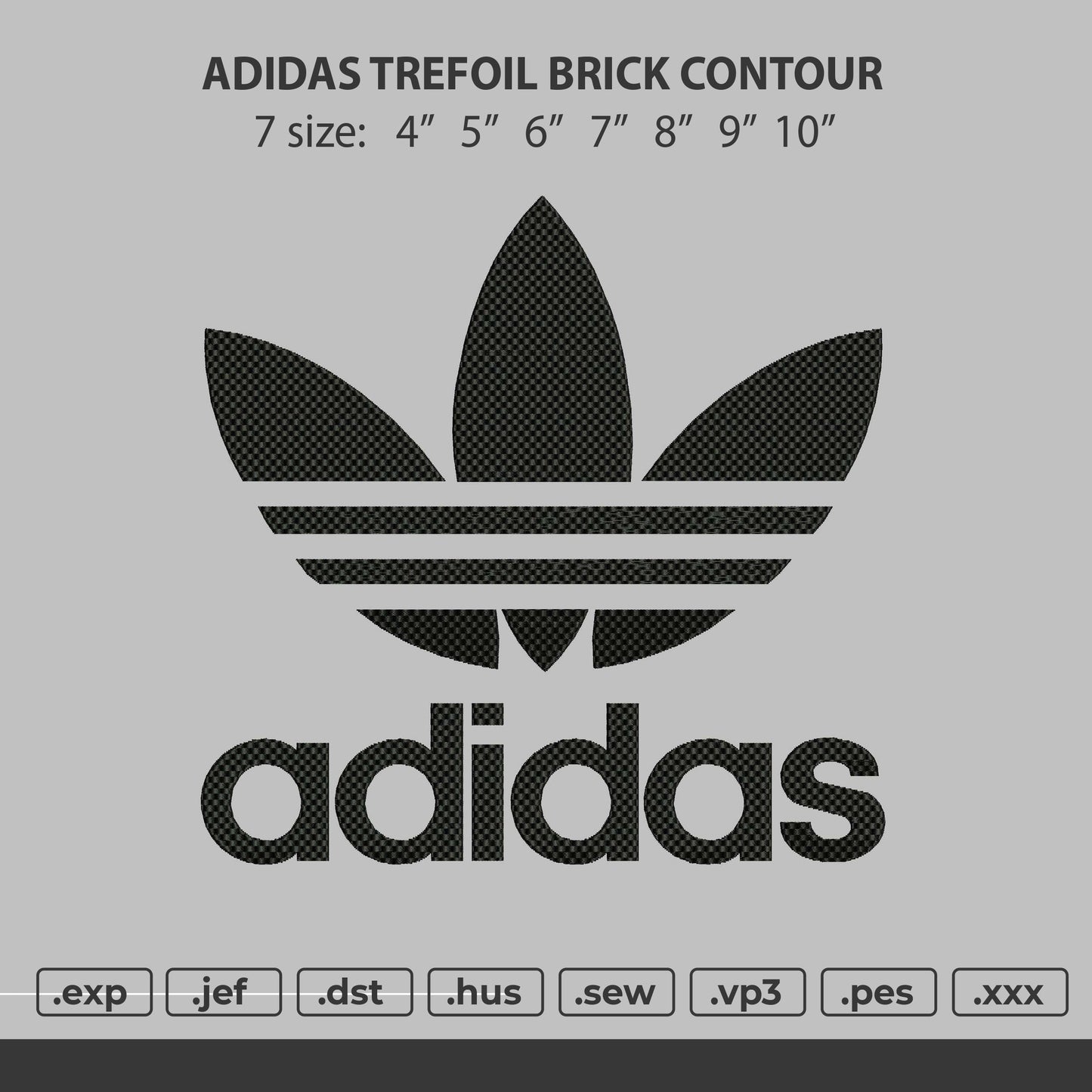 Adidas trefoil brick contour Embroidery File 7 size