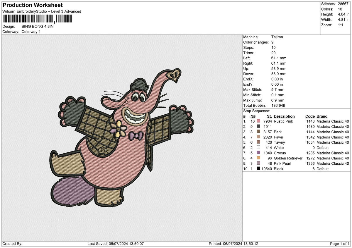 BING BONG Embroidery File 6 size