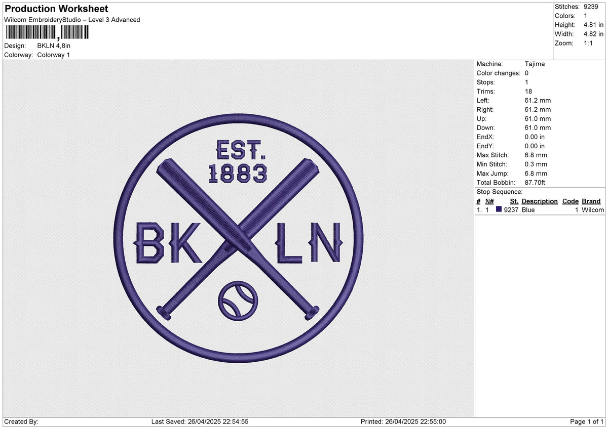 BKLN Embroidery File 6 size