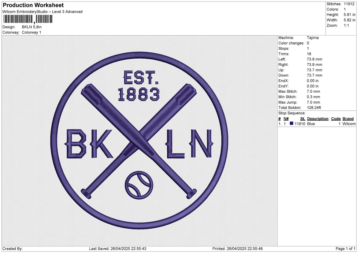 BKLN Embroidery File 6 size