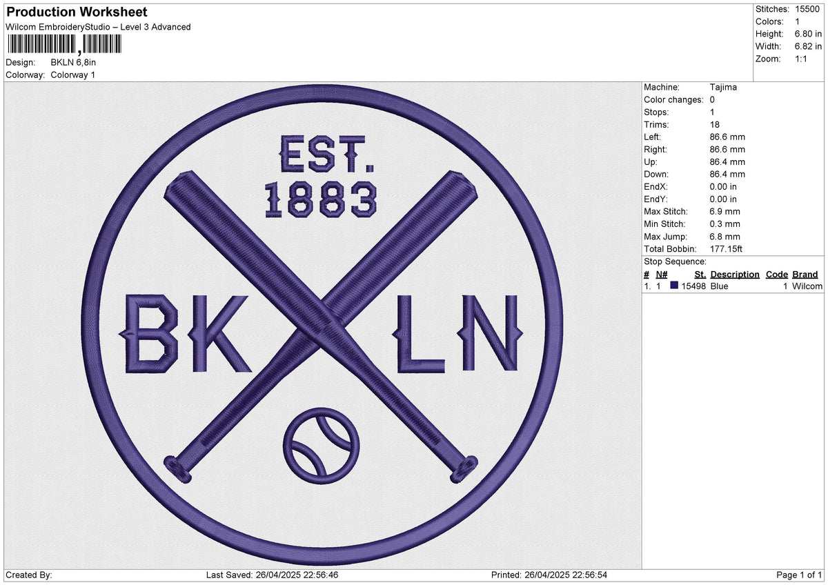 BKLN Embroidery File 6 size