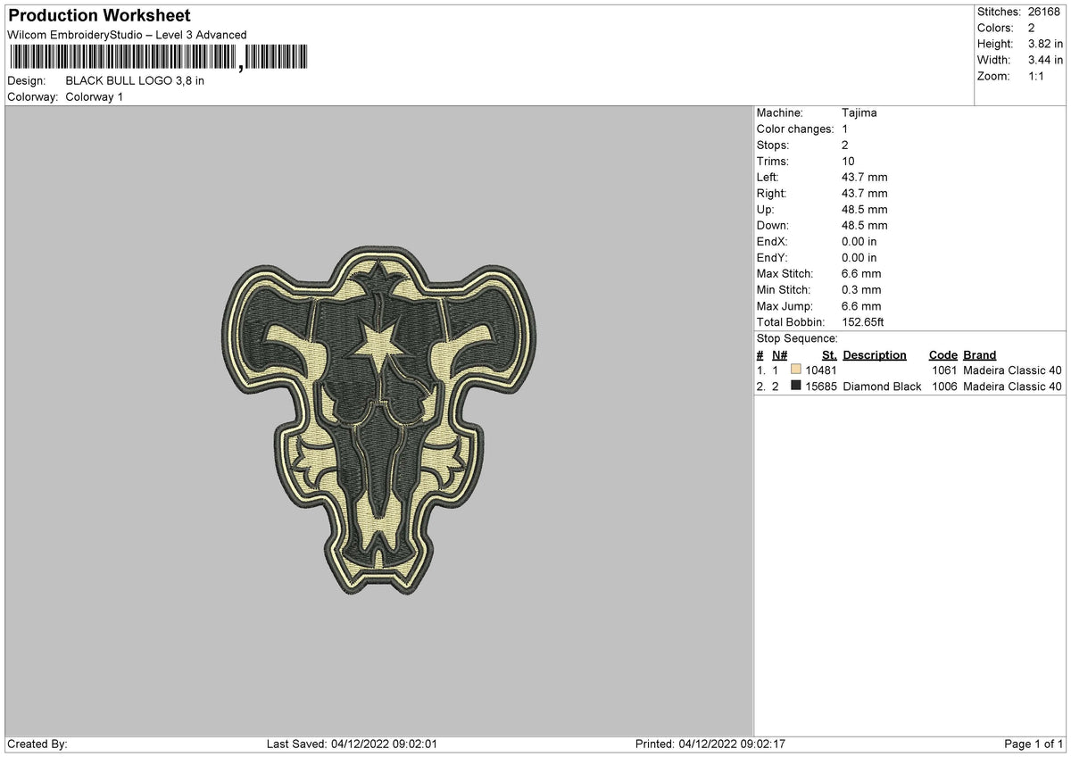 Black B Logo Embroidery File 6 sizes
