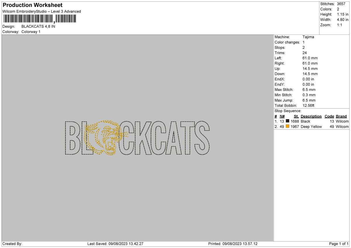 Blackcats Embroidery File 6 sizes