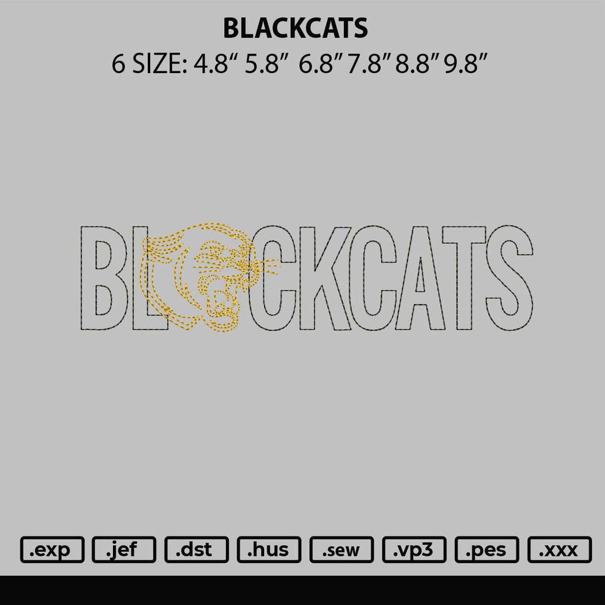 Blackcats Embroidery File 6 sizes