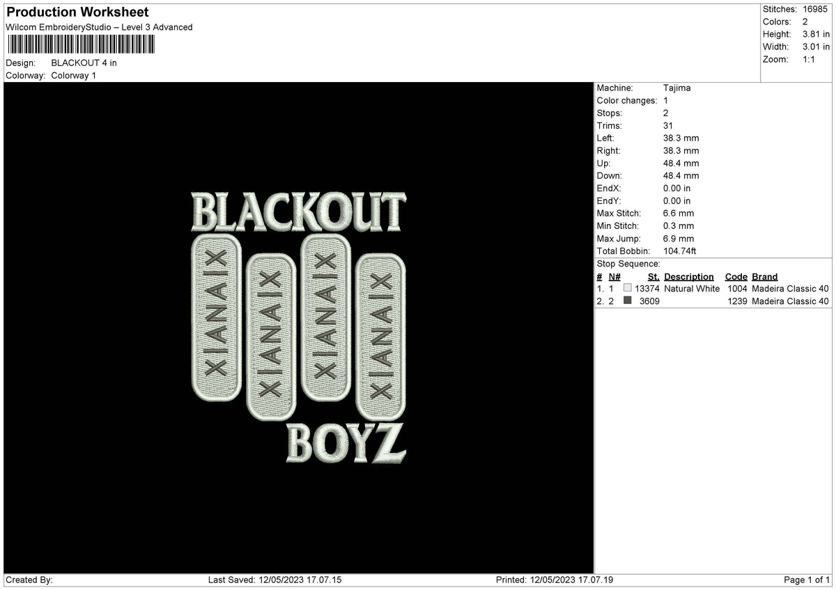 Blackout Embroidery File 6 sizes