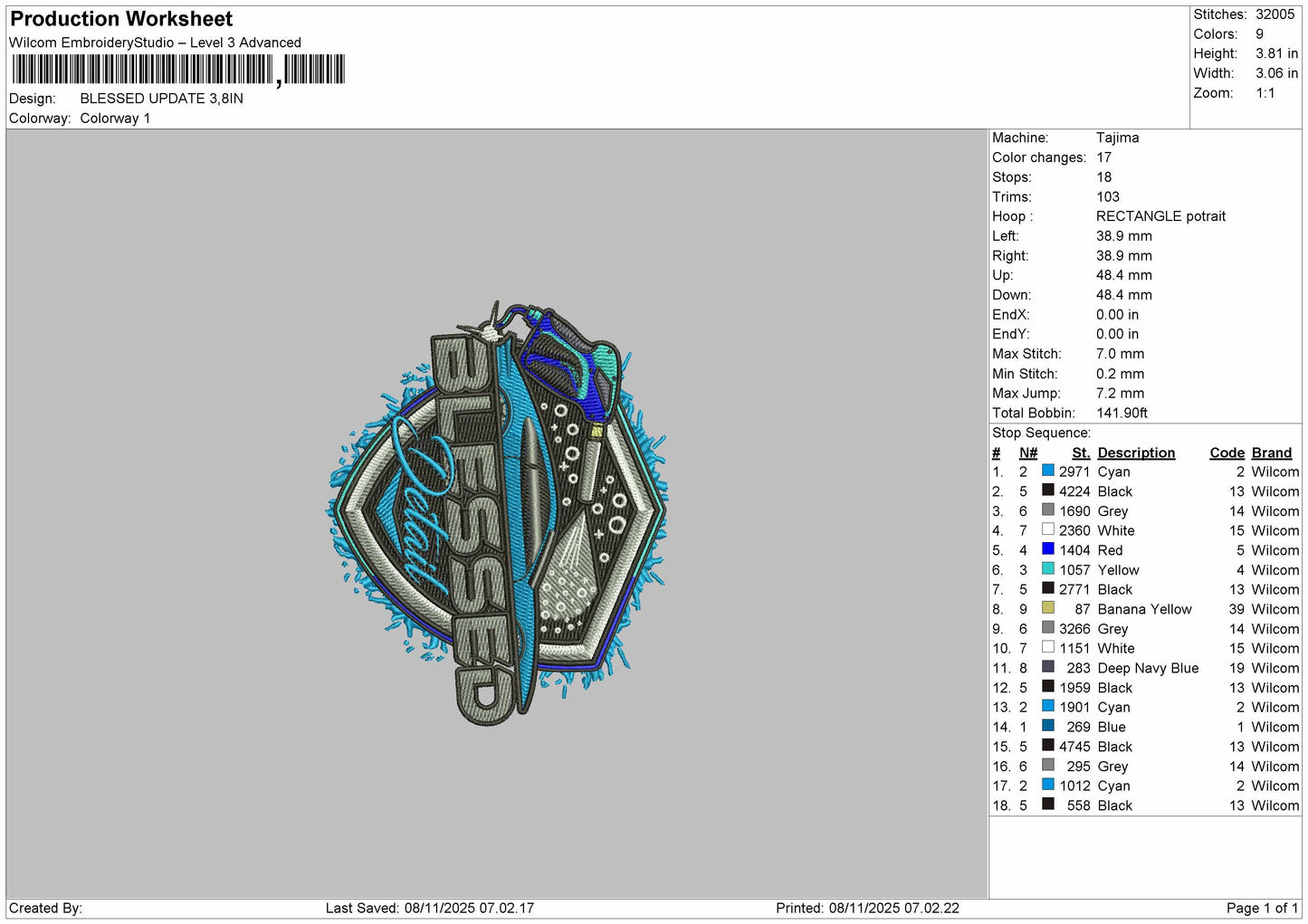 Blessedtext Embroidery File 6 sizes