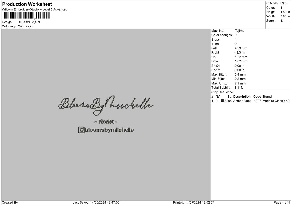 Bloomstext 02 Embroidery File 6 sizes