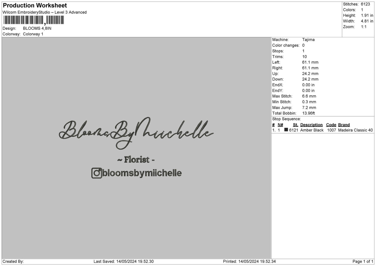 Bloomstext 02 Embroidery File 6 sizes