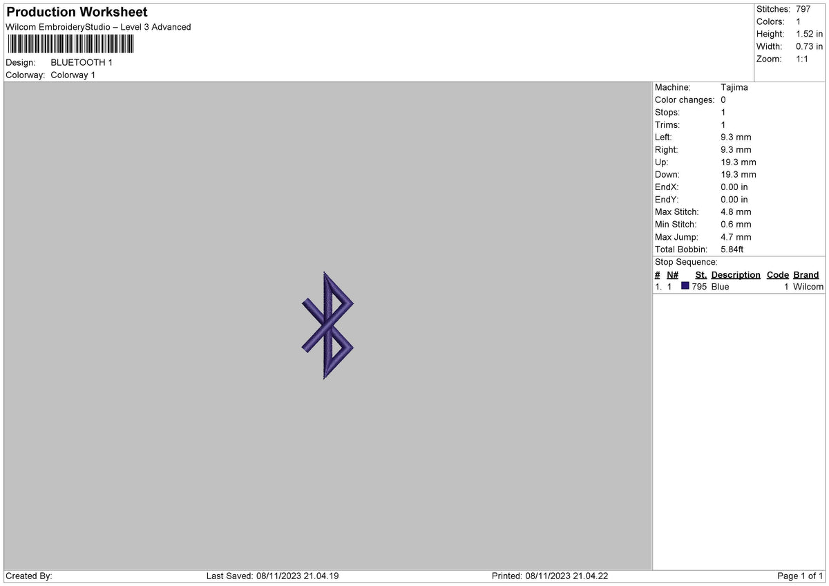 Bluetooth Embroidery File 6 sizes
