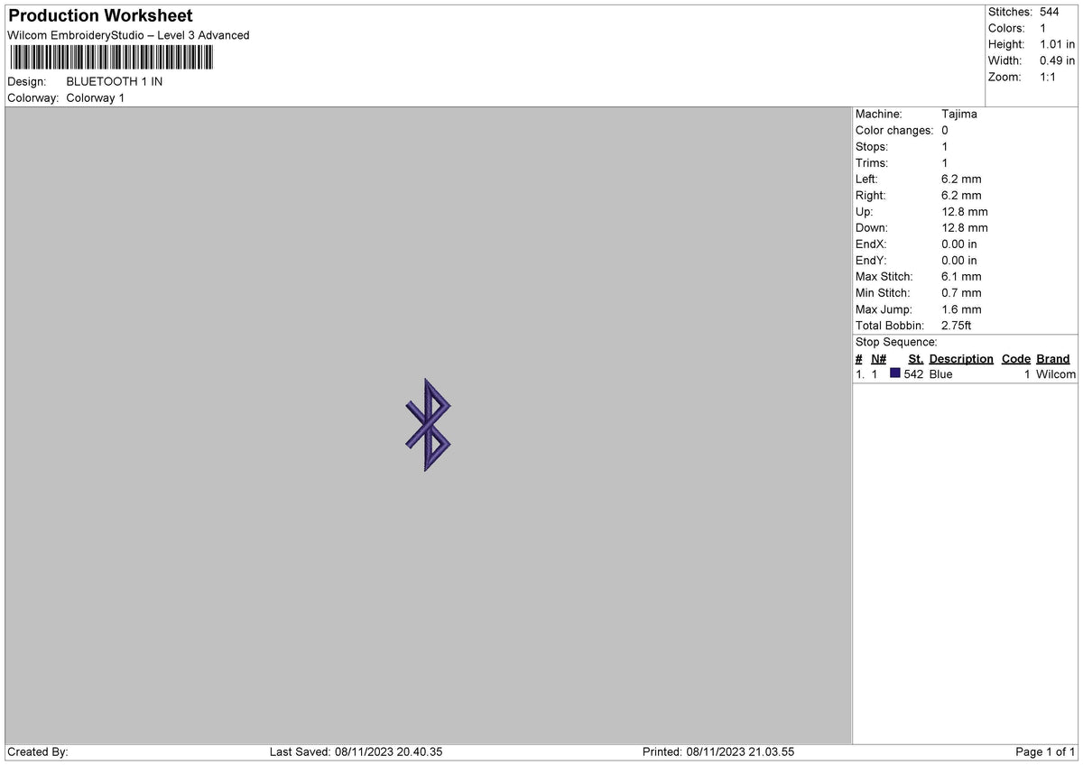 Bluetooth Embroidery File 6 sizes