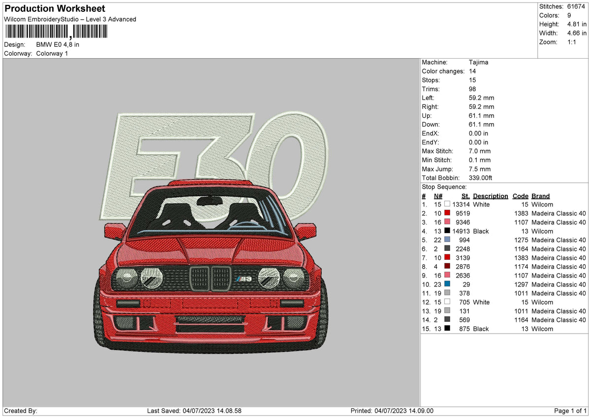 Bmw E0 Embroidery File 6 sizes