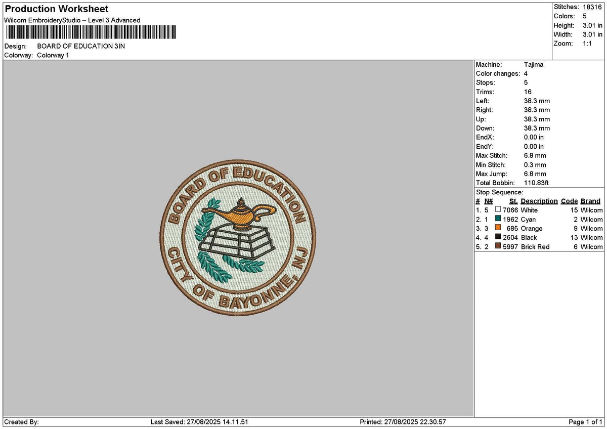 Boardcircle Embroidery File 6 sizes
