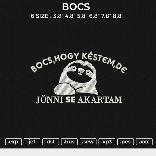 BOCS Embroidery File 6 size