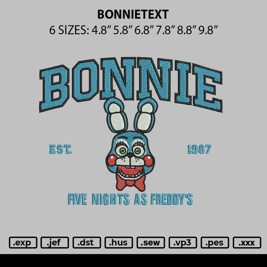Bonnietext Embroidery File 6 sizes