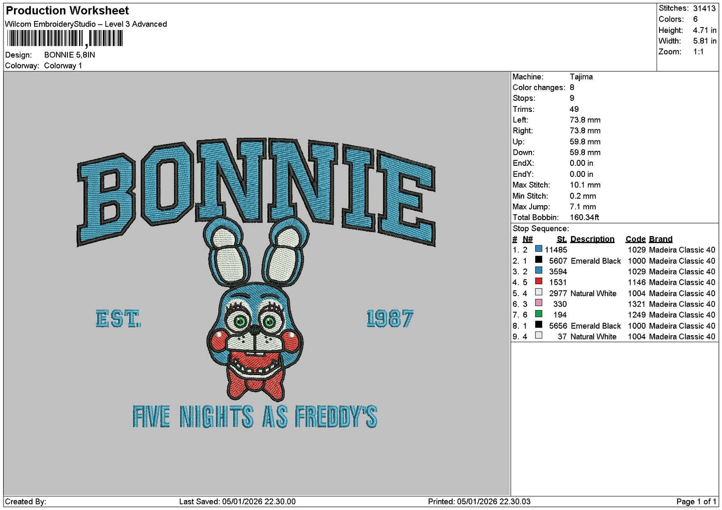 Bonnietext Embroidery File 6 sizes