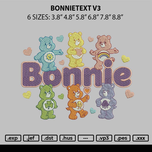 Bonnietext V3 Embroidery File 6 sizes