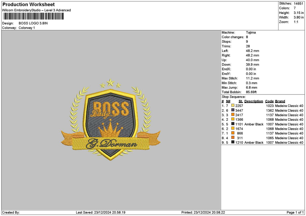 Bosstext 02 Embroidery File 6 sizes