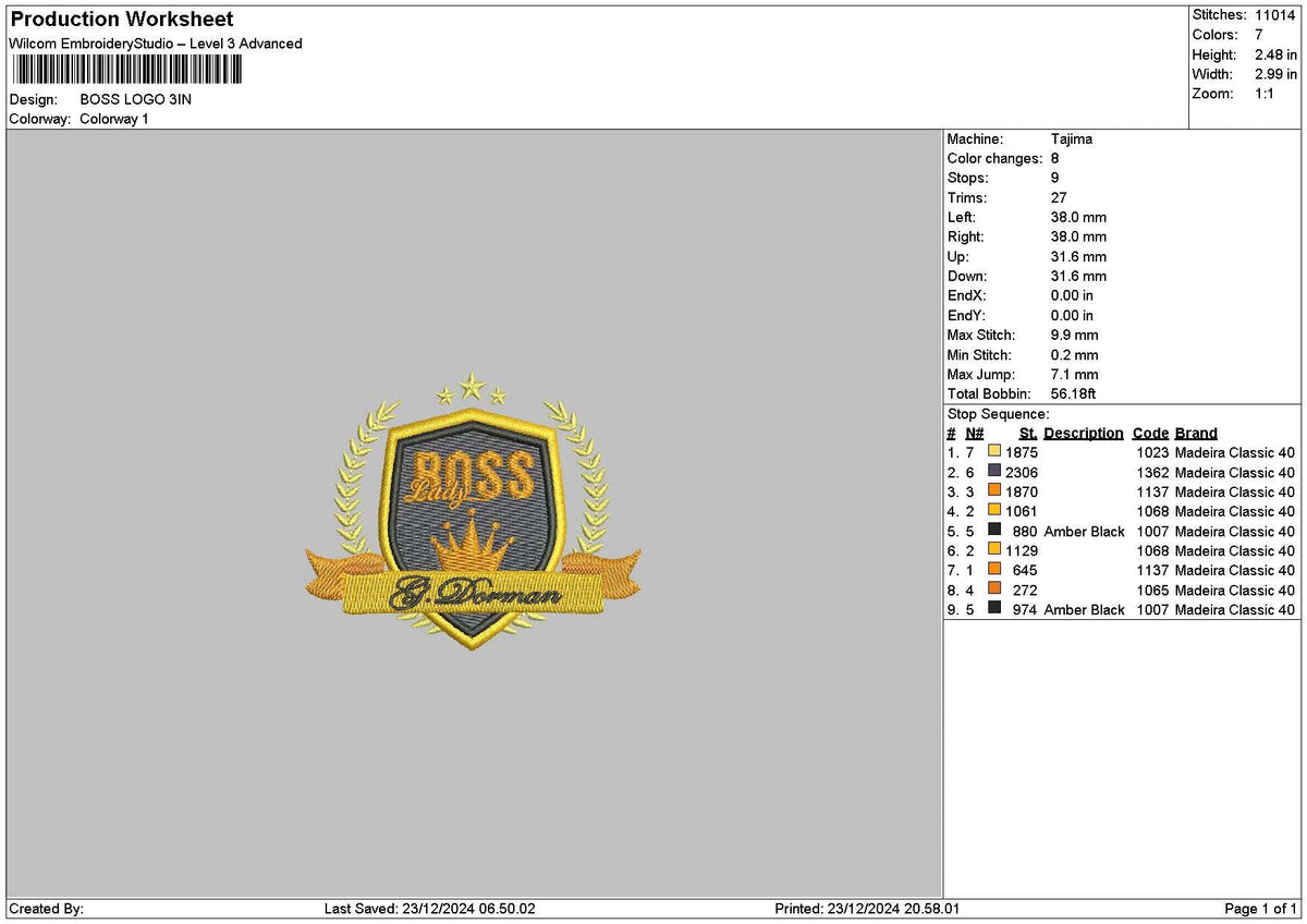 Bosstext 02 Embroidery File 6 sizes