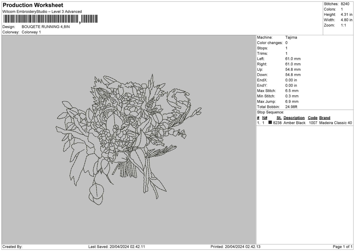 Flowers Outline Embroidery File 6 sizes