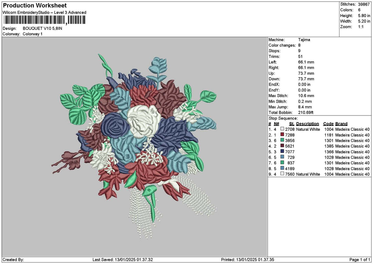 Bouquete v10 Embroidery File 6 sizes