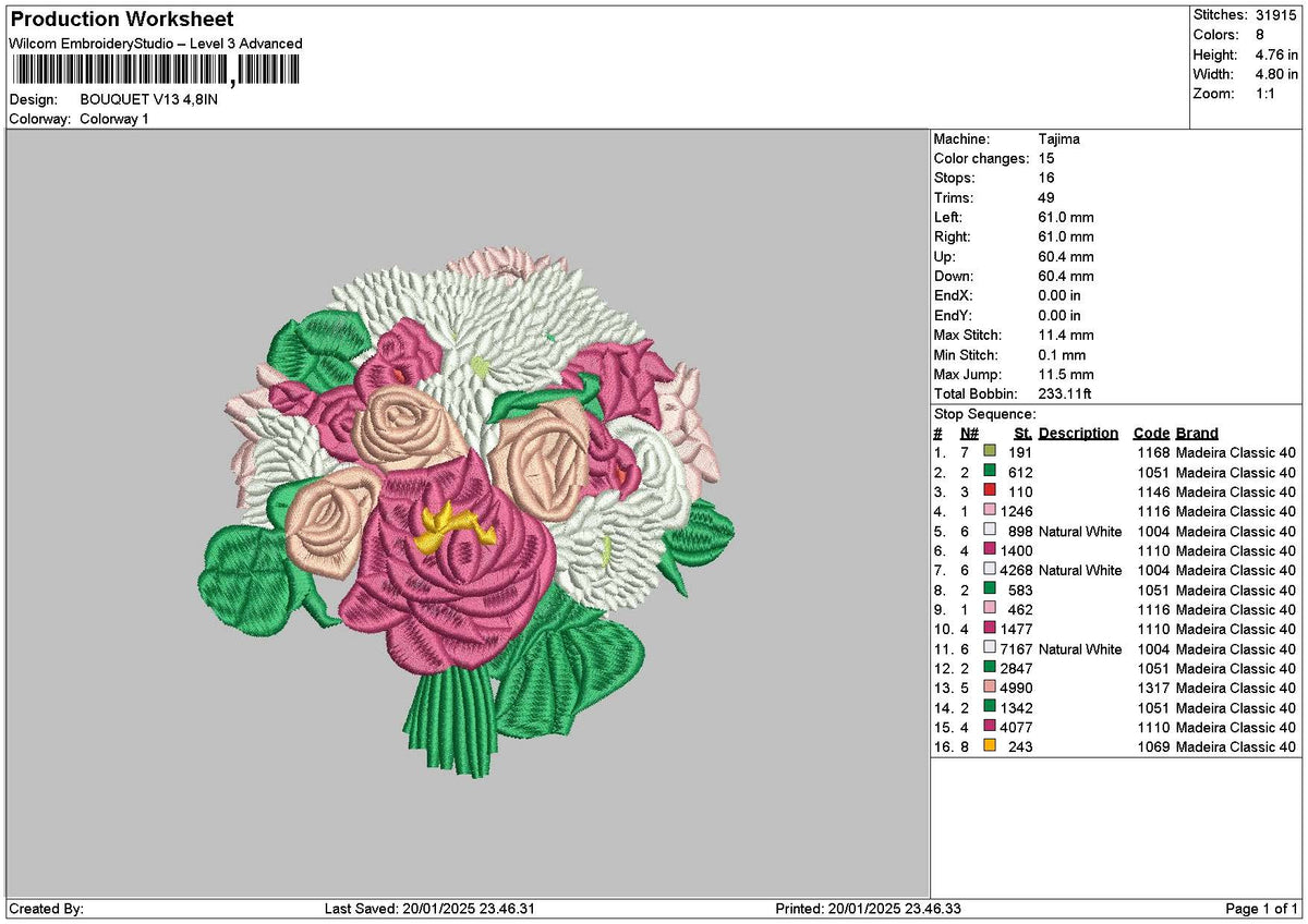 Bouquete V13 Embroidery File 6 sizes