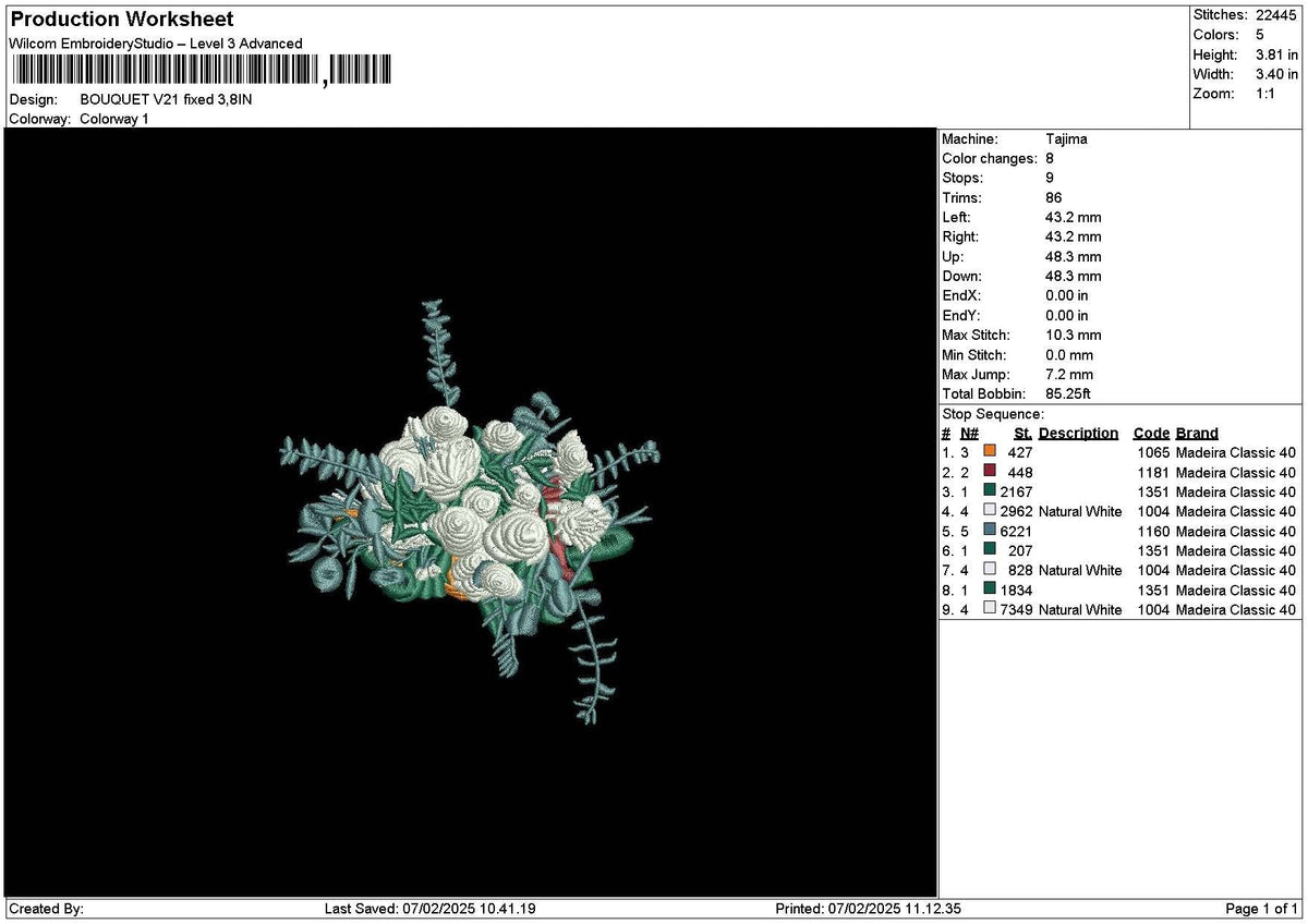 Bouquete V21 Embroidery File 6 sizes