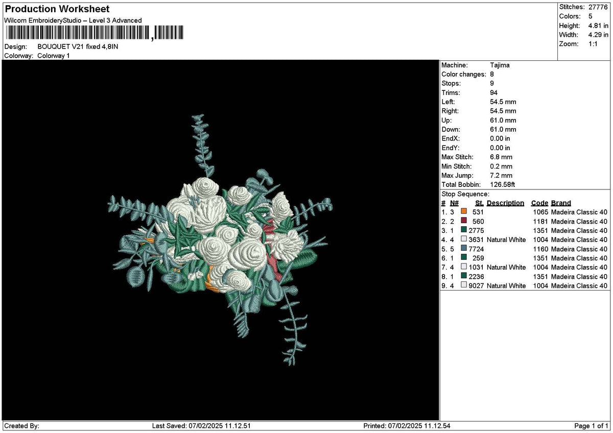 Bouquete V21 Embroidery File 6 sizes