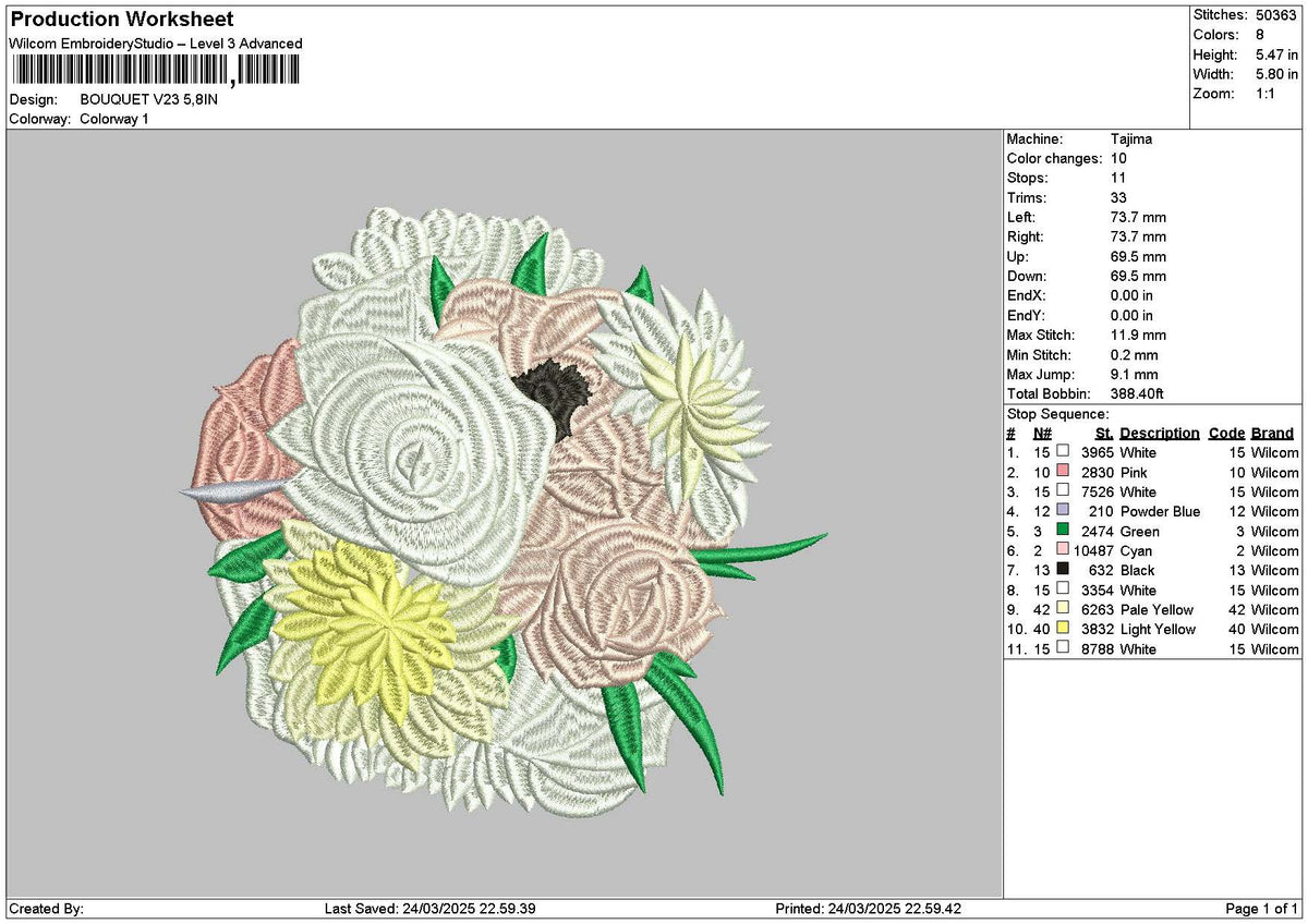 Bouquete V023 Embroidery File 6 sizes