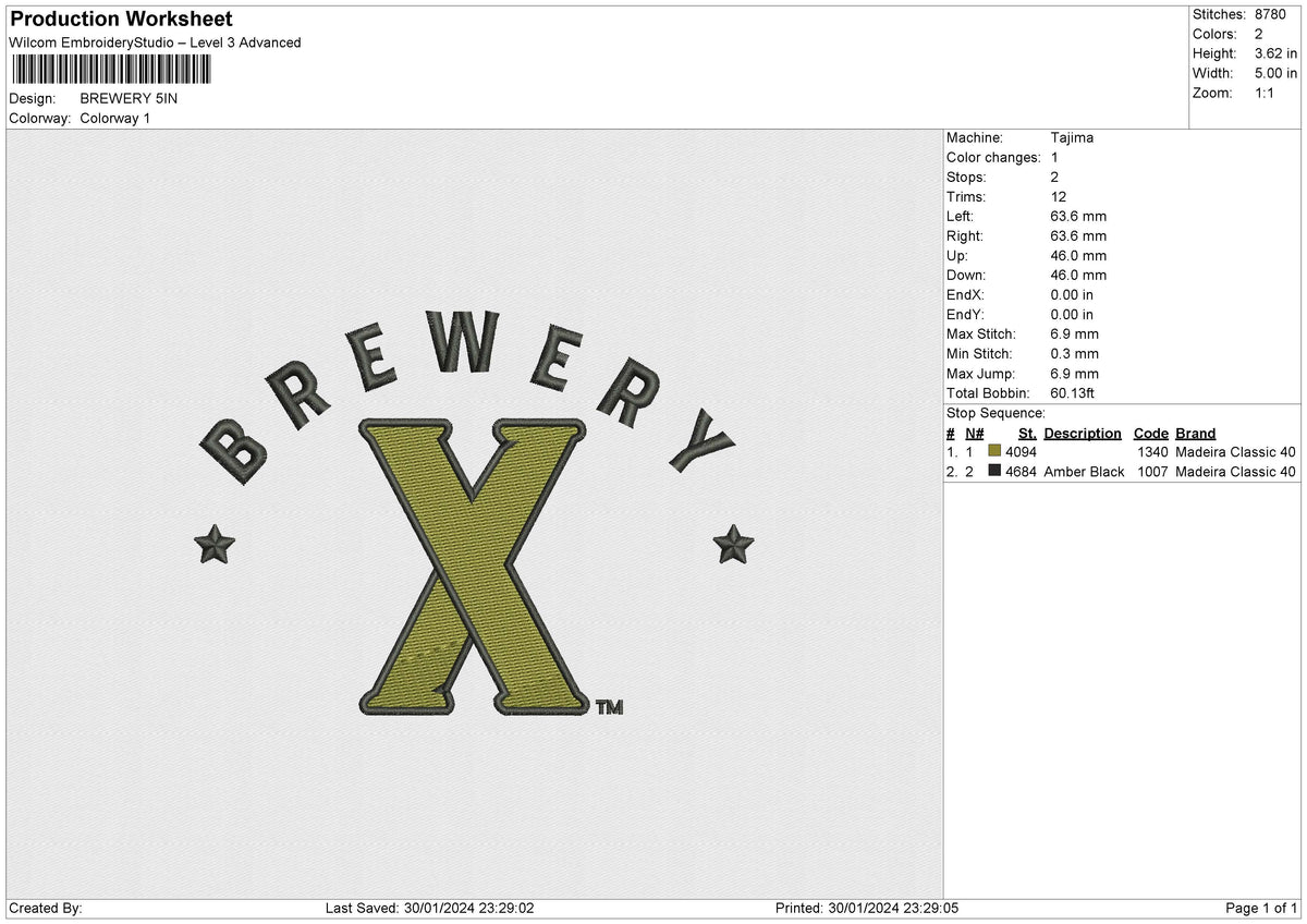 BREWERY Embroidery File 6 size