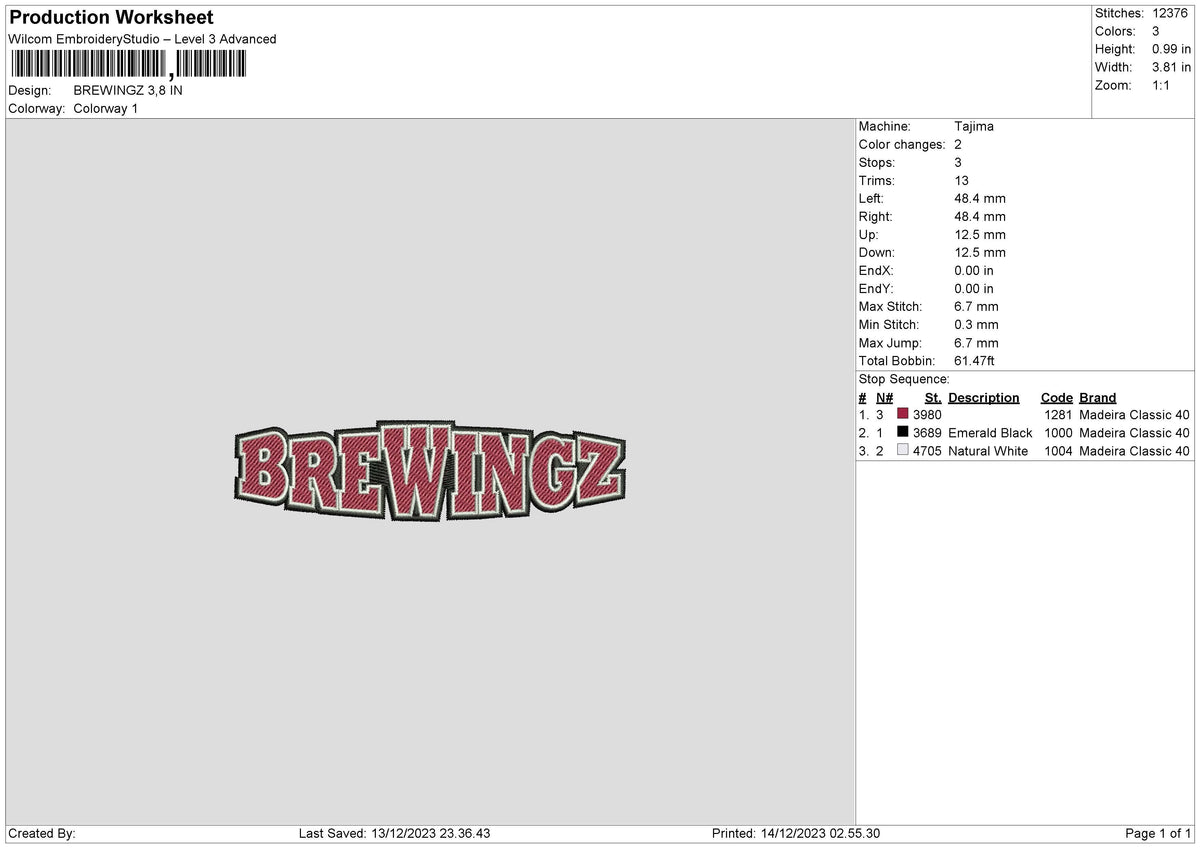 Brewingztext Embroidery File 6 sizes