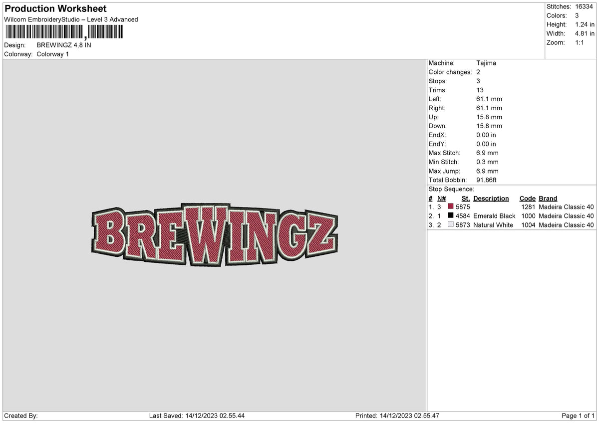 Brewingztext Embroidery File 6 sizes