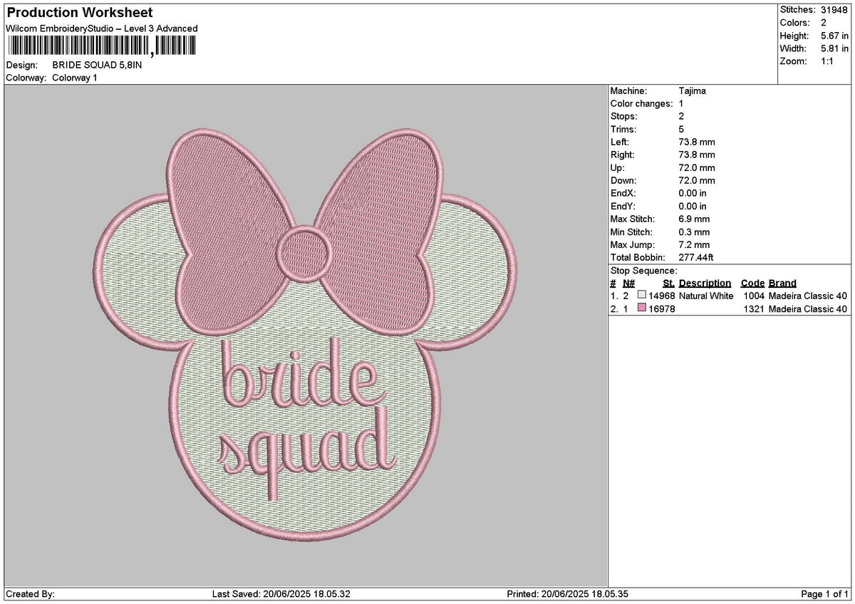 Bridetext 1906 Embroidery File 6 sizes