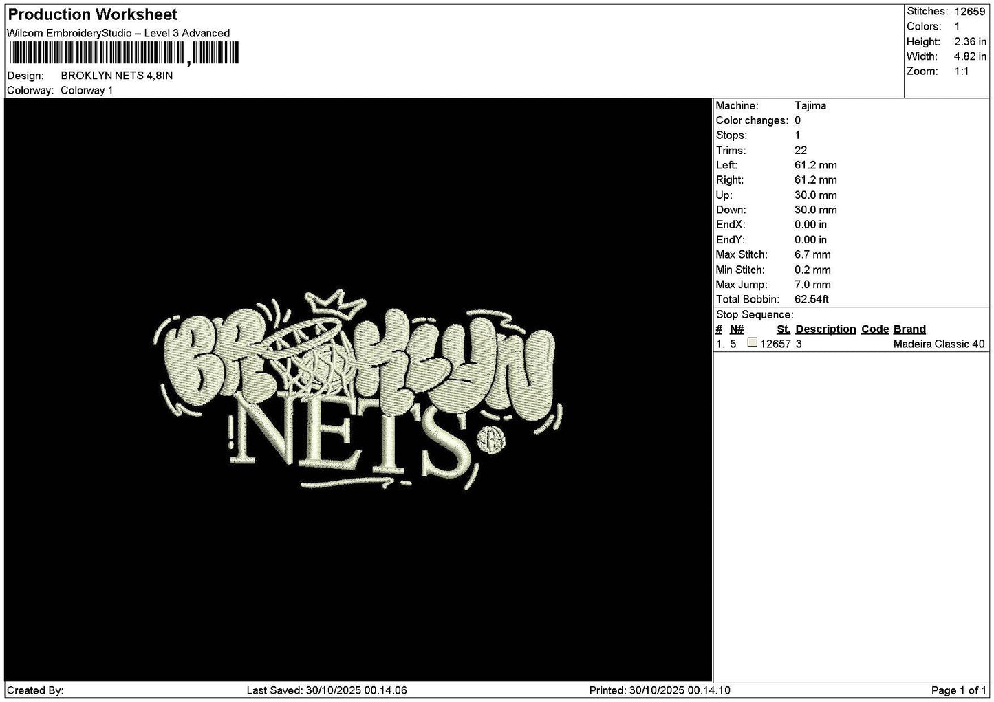 Brooklyntext 2910 Embroidery File 6 sizes