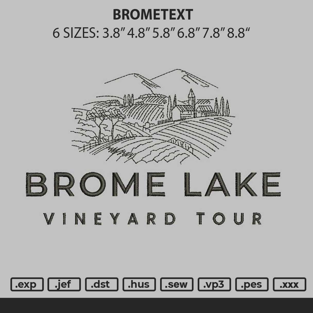 Brometext Embroidery File 6 sizes