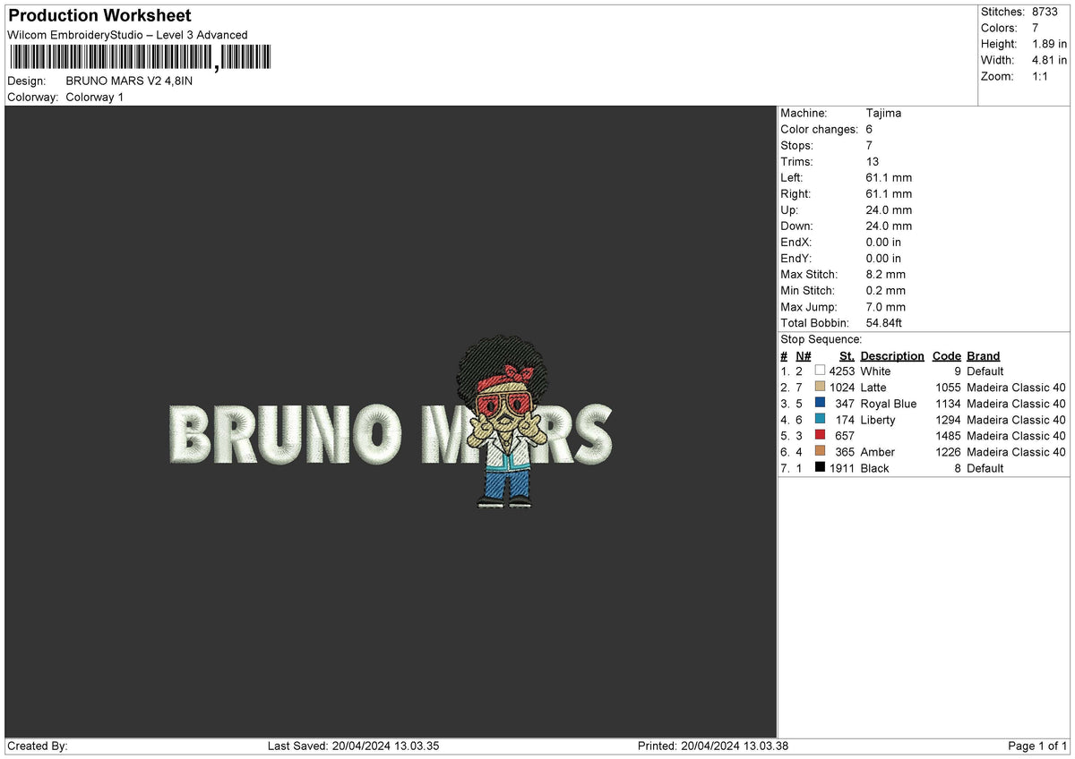 Brunotext V2 Embroidery File 6 sizes