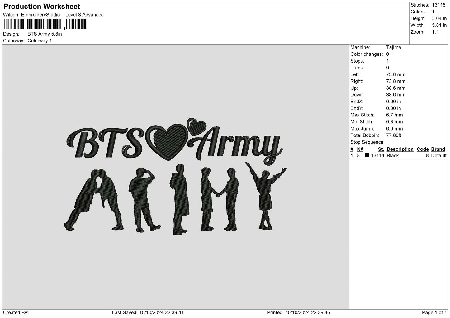 Armytext 02 Embroidery File 6 sizes