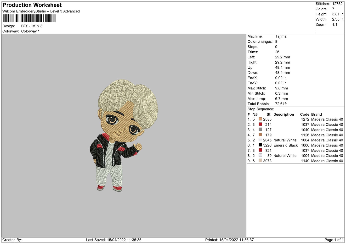 Bts Jimin Embroidery