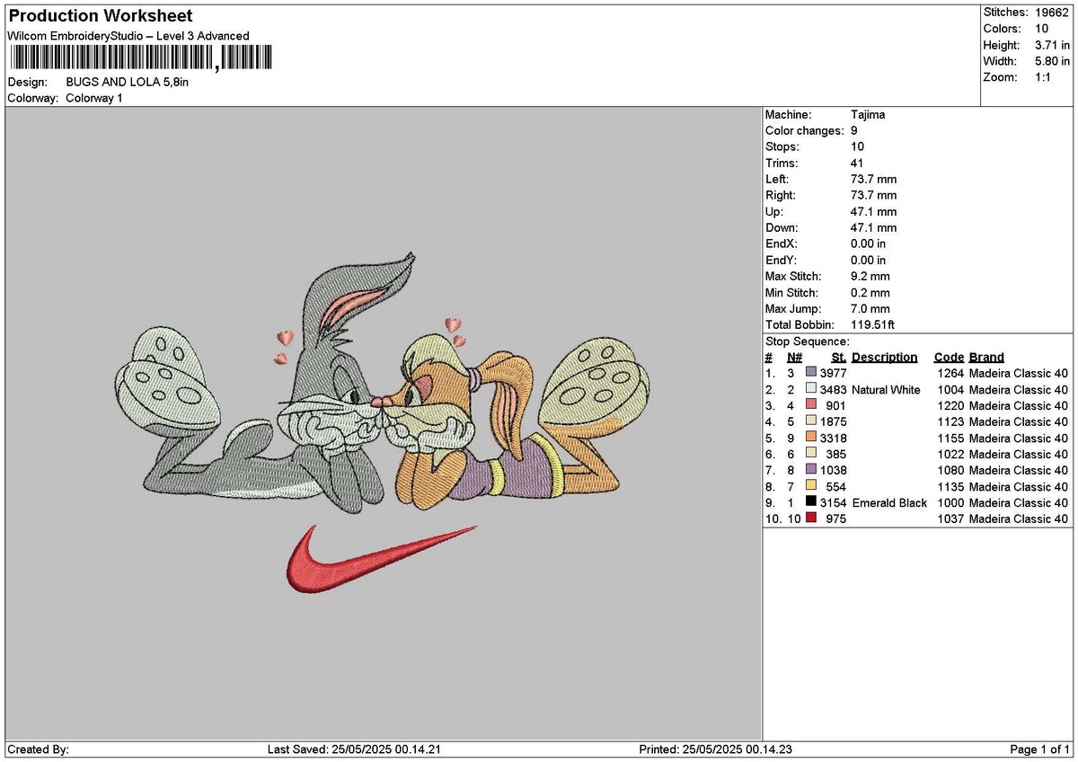 Bugslola Swoosh Embroidery File 6 sizes