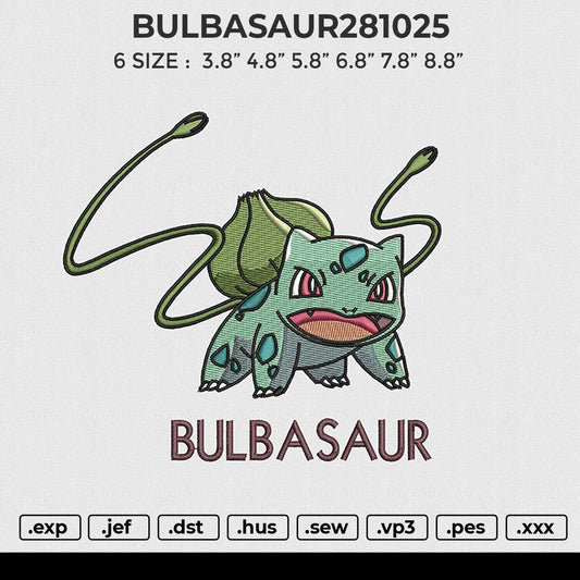 BULBASAUR281025 Embroidery File 6 size