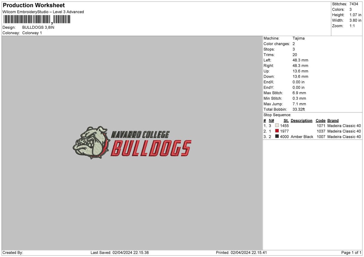 Bulldogstext Embroidery File 6 sizes