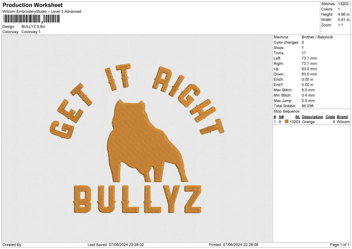 BULLYZ Embroidery File 6 size