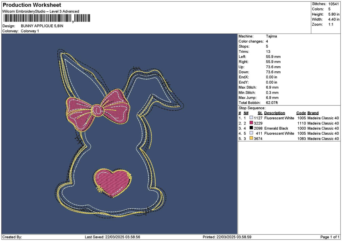 Bunny App 2103 Embroidery File 6 sizes