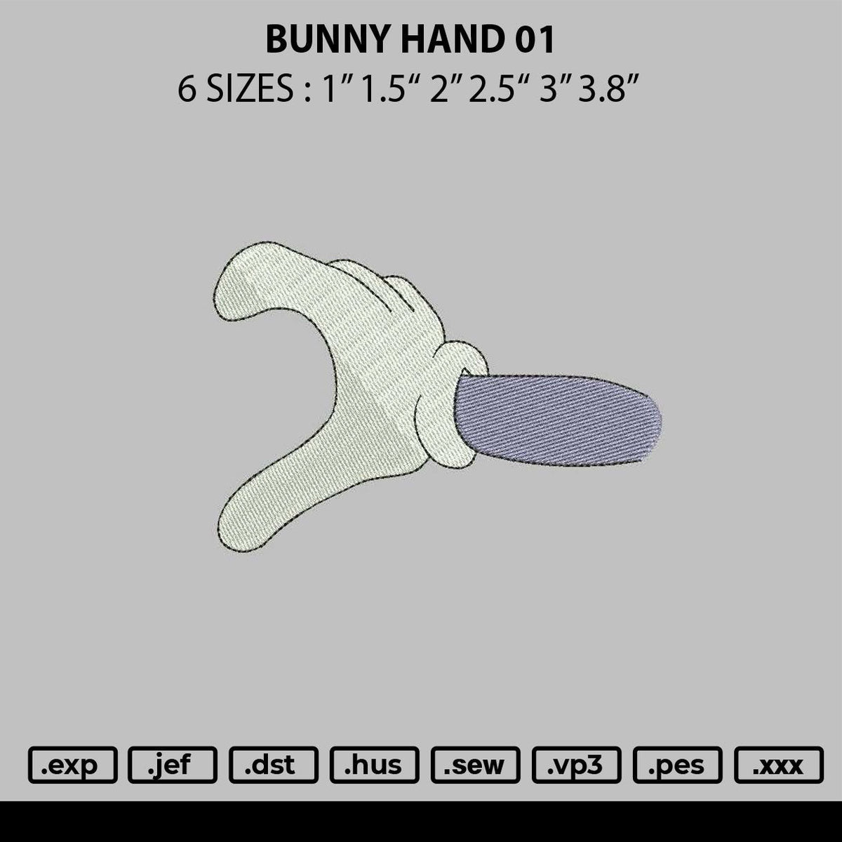 Bunny and 01 Embroidery File 6 sizes