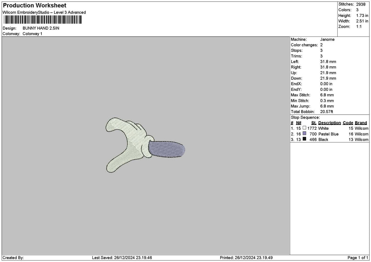 Bunny and 01 Embroidery File 6 sizes