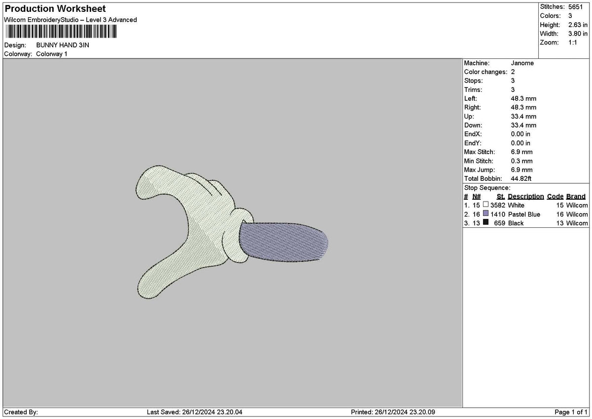 Bunny and 01 Embroidery File 6 sizes